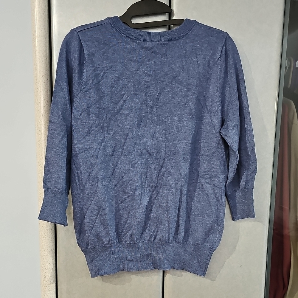 Elegant Women's Cardigan, Denim Heather, M - Picture 5 of 8